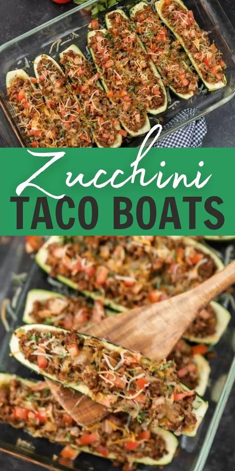 Zucchini Taco Boats are a great healthy option for Taco Tuesday! Make these delicious low carb zucchini taco boats that are packed with flavor too! #eatingonadime #lowcarbrecipes #healthyrecipes #mexican #mexicanrecipes Mexican Stuffed Zucchini Boats, Cheeseburger Zucchini Boats, Smoked Zucchini Boats, Large Zucchini Boats, Healthy Lite Dinners, Ground Beef Stuffed Zucchini Boats, Lite Supper Ideas, Zucchini Recipes For Diabetics, Optavia Lean And Green Recipes 5&1 Zucchini Boats