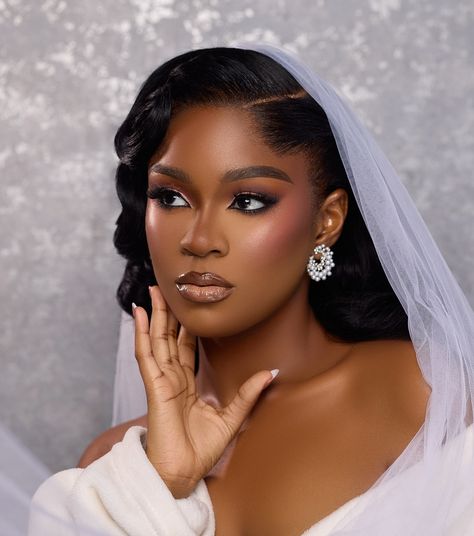 Full sultry bridal look captured in its true essence ✨✨ Hair @prikelshairltd 📸 @blakeyephotography Earring @sparkling___stones Belle @aa.ra.ni_ #bride #bridal #2024bride #ghana #ghanawedding #makeupartist #makeup #makeuptutorial #hairgoals #hairstyles Bridal Makeup For Dark Skin Brides, French Bridal Makeup, Black Bridal Makeup Dark Skin, Wedding Day Makeup For Bride Brown Eyes, Soft Bride Makeup, Bridal Shower Makeup, Black Wedding Makeup, Bridal Makeup Pictures, Black Bridal Makeup