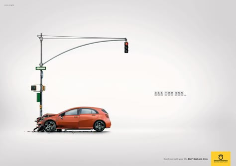 Car Insurance Ad, Road Safety Poster, Advertising Campaign Design, Dont Text And Drive, Insurance Ads, Ads Inspiration, Car Advertising Design, Safety Poster, National Road