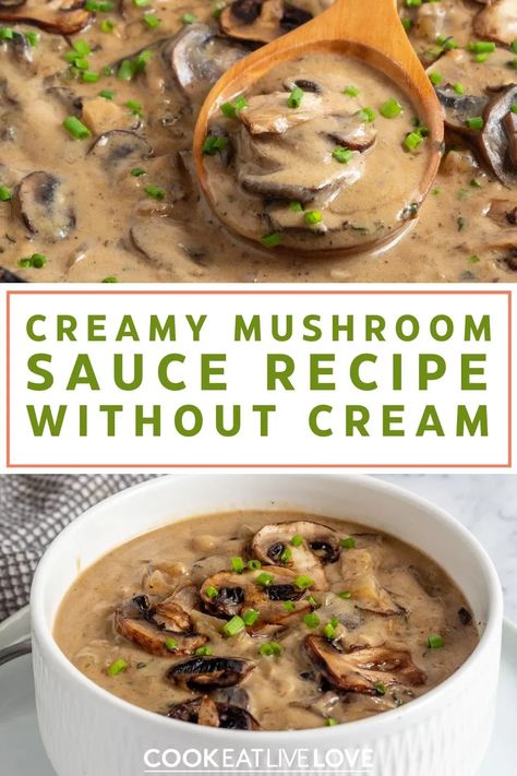 This easy vegan mushroom recipe is a classic sauce you can add to mashed potatoes, pasta, veggie burgers or anything else! Packed full of flavor, even the meat eaters you are serving won't know it's vegan. The recipe reheats well making it perfect for batch cooking and meal prep. Get the recipe and make this easy sauce prepared with red wine, miso and mushroom powder. Mushroom Sauce Without Cream, Vegan Sauce Recipes, Crispy Eggplant, Vegan Green Bean Casserole, Mushroom Sauce Recipe, Cooking Tofu, Creamy Mushroom Pasta, Mushroom Recipe, Vegan Mushroom