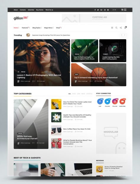 Blog & Magazine WordPress Theme Blog Article Design, Web Design Magazine, Magazine Website Design, Personal Website Design, Blog Layout Design, Magazine Web Design, Website Design Inspiration Layout, Web Design Blog, Blog Website Design