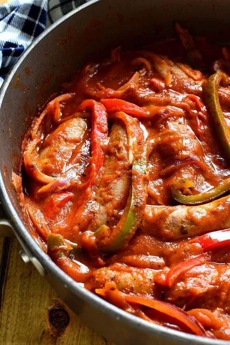 These Sausage & Pepper Sandwiches are like comfort in a sandwich roll! They combine the delicious flavor of Italian Sausages with fresh red & green peppers, onion, spices, and marinara sauce. Perfect for game days or easy weeknight dinners...they're sure to become a new family favorite! Sausage With Peppers And Onions, Sausage Sandwich Recipes, Sausage And Peppers Sandwich, Sausage And Peppers Recipe, Italian Sausage Sandwich, Red Sauce Recipe, Bread Recipe Video, Sausage Peppers And Onions, Sausage Sauce