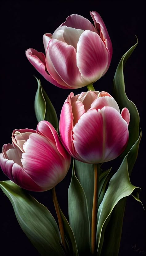 Tulip Painting, Dance Paintings, Flower Painting Canvas, Lovely Flowers Wallpaper, Flower Art Images, Flower Phone Wallpaper, Still Life Art, Beautiful Flowers Pictures, Flower Art Painting