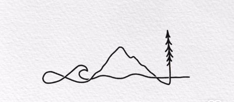 Rock And Water Tattoo, Rafting Tattoo Ideas, Rafting Tattoo, Mountain And Wave Tattoo, Perspective Tattoos, Small Anchor Tattoos, Desert Tattoo, Beachy Tattoos, Geometric Line Tattoo