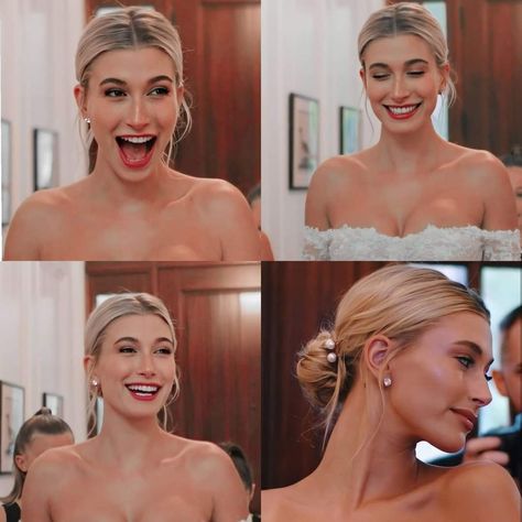 Blonde Sleek Wedding Hair, Hailey Baldwin Wedding Makeup, Wedding Hairstyles Hailey Bieber, Hailey Beiber Bridal Hair, Hailey Wedding Hair, Hailey Baldwin Wedding Hair, Wedding Hair Hailey Bieber, Wedding Updo Hair Piece, Hailey Bieber Wedding Hair Tutorial