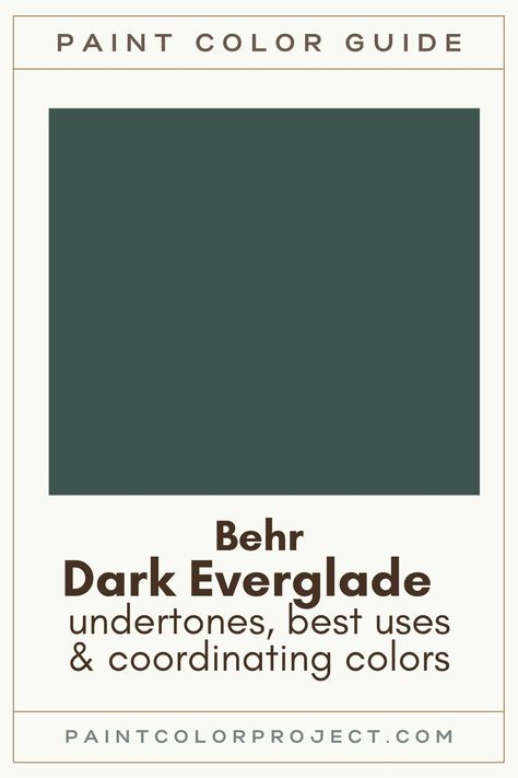 Behr Dark Everglade Paint Color, Behr Moody Green, Behr Dark Everglade Bedroom, Behr Dark Teal Paint Colors, Best Dark Green Paint Colors Behr, Rainforest Behr Paint, Dark Everglade Behr, Behr Dark Green Paint Colors, Deep Green Paint Colors