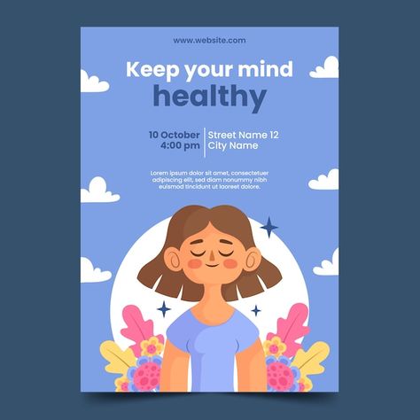 Advocacy Poster, Health Awareness Poster, Psychology Posters, Asian Style Art, Graphic Design Posters Layout, World Mental Health Day, Mental Health Posters, Awareness Poster, Health Post