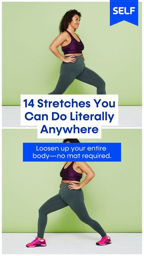 Here are 14 standing stretches worth adding to your routine that will loosen up your entire body. Standing Leg Stretches, Standing Stretches For Flexibility, Standing Stretches At Work, Standing Stretching Exercises, Flexibility Stretches For Beginners, Early Morning Stretches, Standing Stretches, Leg Stretches, Wall Exercises