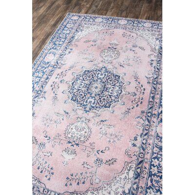 This rug features old-world charm and high-end design that is awakened by over-dyed, rich colors. The masterful, sharp design is complemented by hand-stitched edges and a soft backing, for a refined and timeless look that is at home in a myriad of spaces. Rug Size: Rectangle 2' x 3' | White Area Rug - Charlton Home® Neptune Power Loom Pink / Blue Rug Polyester in White, Size 24.0 W x 0.25 D in | Wayfair Pink And Blue Rug, Family Room Rug, Coffee Table Rug, Pink Area Rug, Old World Charm, Traditional Area Rugs, Beige Rug, Pink Rug, White Rug