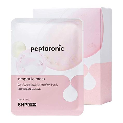 Amazon.com : SNP PREP - Peptaronic Ampoule Korean Sheet Mask - Firms & Moisturizes Skin - 10 Sheet Pack : Beauty Sheet Mask Packaging, Collagen Packaging, Beauty Product Packaging, Korean Sheet Mask, Hydrating Sheet Mask, Skin Quiz, Mask Pack, Uneven Skin Texture, Mask Sheet