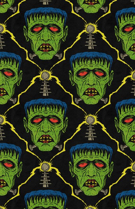 Frankenstein Wallpaper Iphone, Goosebumps Wallpaper, Frankenstein Wallpaper, Horror Villians, Spooky Wallpaper, Fall Backgrounds Iphone, Odd Art, Vintage Halloween Art, Halloween Wallpaper Iphone Backgrounds