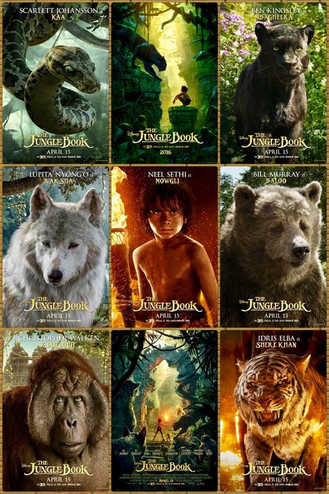 The Jungle Book Jungle Book 2016, Jungle Book Characters, Jungle Book Disney, Happy Birthday Cards Diy, Movies For Boys, The Jungle Book, Disney 100, Disney Posters, Top Movies