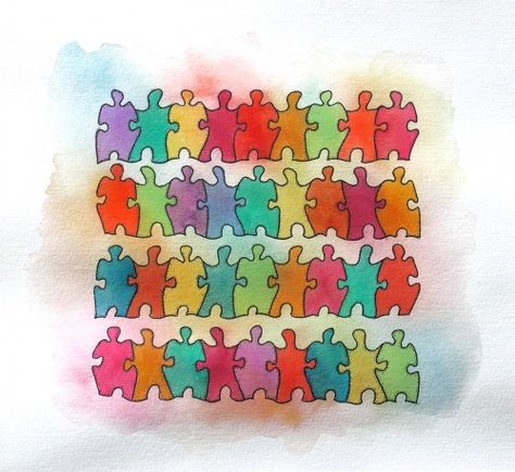 Puzzle Piece Art, Card Watercolor, Abstract Watercolor Art, Watercolor Greeting Cards, Watercolor Ideas, Puzzle Art, Puzzle Pieces, Abstract Watercolor, Color Me