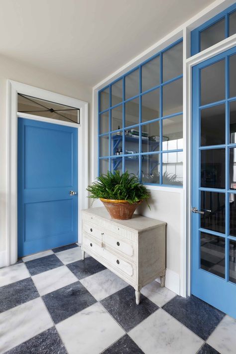 Ham Interiors - Hound House — Ham Interiors French Entryway, Ham Interiors, Blue Interior Doors, Ham House, Green Windows, Renovation Inspiration, Crow's Nest, Internal Door, Interior Windows