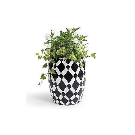 Grandin Road Diamond Black And White Planter Pots (890 CNY) ❤ liked on Polyvore featuring home, outdoors, outdoor decor, black and white flower pots, outdoor flower planters, flower pot, black flower pots and round planter White Flower Pot, Pot Design, Black Garden, House Luxury, White Planters, Grandin Road, Room With Plants, White Gardens, Container Flowers