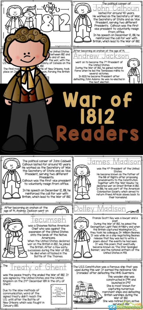 This War of 1812 for Kids printable can be used as coloring pages, information text, or a reader. This war of 1812 activity allows children to learn more about Us history for kids.  Simply print this free printable to use as a part of a American history for kids, or War of 1812 study for preschool, pre-k, kindergarten, first grade, 2nd grade, 3rd grade, 4th grade, and 5th grade students. History Lessons For 3rd Grade, History 2nd Grade, Ckla Amplify 2nd Grade, History For 2nd Grade, 3rd Grade History Homeschool, Beginner Teacher, Ckla 2nd Grade, History Lessons For Kids, History Printables