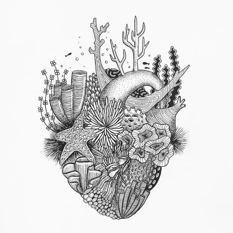 Coral, the heart of our planet 💚🌏 While coral reefs only cover 0.0025 percent of the oceanic floor, they generate half of Earth’s oxygen! Coral Reef Tattoo, Sunken Ship Tattoo, Reef Tattoo, Coral Tattoo, Ocean Theme Tattoos, Underwater Tattoo, Coral Painting, Ocean Art Painting, Sea Creatures Art