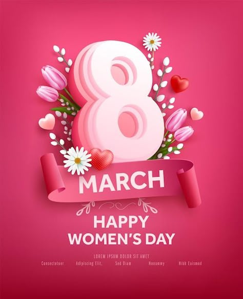 8 March Card Ideas, Womens Day Poster, Happy Womens Day Quotes, Logo Sketch Design, Rosas Vector, Women's Day Cards, Red Screen, Happy Womens, St Patricks Day Quotes