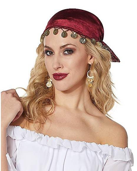 Gypsy Headwrap - Spirithalloween.com Fortune Teller Costume, Halloween Costume Hats, Fireman Hat, Spencers Gifts, Fortune Teller, Halloween Hats, Period Costumes, Halloween Accessories, Costume Hats