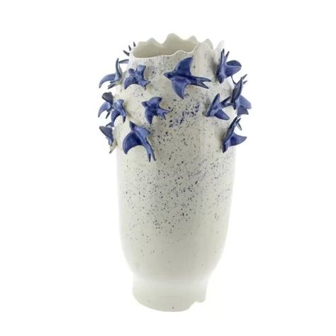 Coastal & Nautical Décor 2024 | Wayfair Coastal Vase, Ceramic Rabbit, 3d Ceramic, White Ceramic Vase, Colored Vases, Bird Carving, Short Neck, White Ceramic Vases, Grey Ceramics