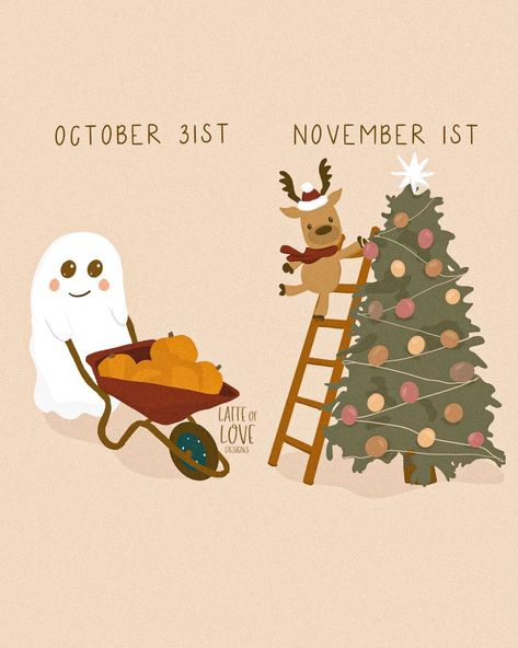 The countdown to Christmas begins🎄👻🎃 When do you start decorating for Christmas? November 1st? Or do you wait until after Thanksgiving? I’… | Instagram Birthday Party Locations, Funny Banner, Christmas Memes Funny, November Christmas, Halloween Mantle, Christmas Memes, November 1st, Holiday Day, Winter Engagement Photos