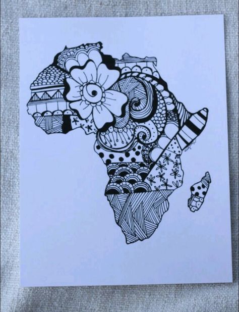 Africa Shape Tattoo, Mother Africa Tattoo, Africa Drawing Ideas, African Inspired Tattoos, Ethiopia Map, Africa Tattoos, African Tattoo, Queen Tattoo, Afrique Art