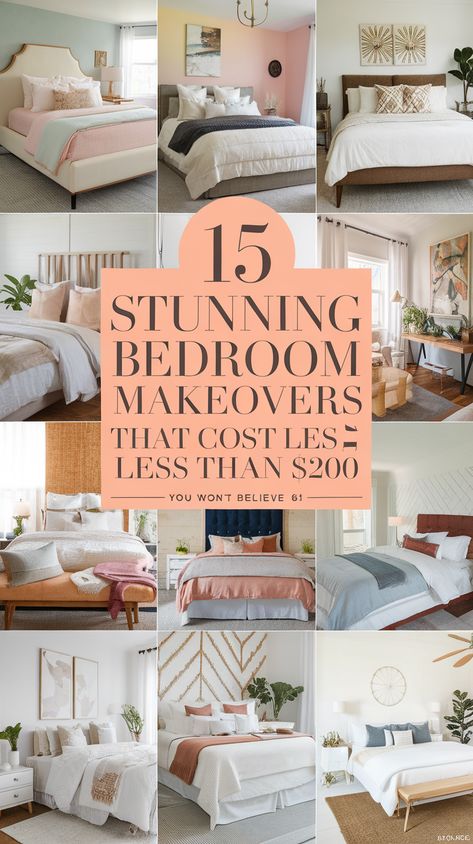 15 Stunning Bedroom Makeovers That Cost Less Than $200 (You Won't Believe #8!) Cheap Diy Room Makeover, Simple Room Upgrades, Diy Bedroom Remodel On A Budget, Revamp Bedroom On A Budget, Before And After Bedroom Makeover Ideas, Simple Bedroom Upgrades, Redo Bedroom On A Budget, Bedroom Revamp On A Budget, Bedroom Upgrades On A Budget