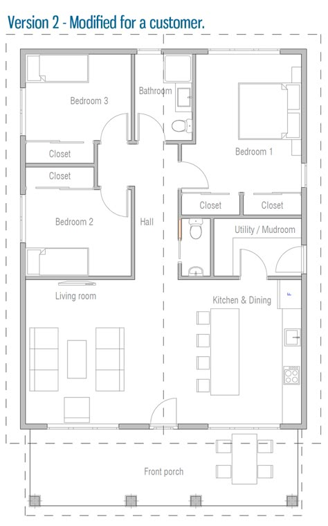 house design house-plan-ch671 23 Granny Flat Plans, Flat Roof House Designs, Tropical House Design, Flat Roof House, Bungalow Floor Plans, House Floor Design, Building Plans House, Modern Exterior House Designs, House Layout Plans