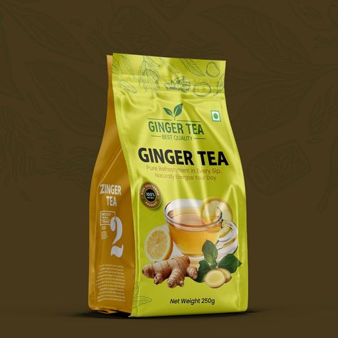 Elegant Ginger Tea Packaging Design reflects premium quality through refined visuals and a contemporary, minimalist style. The packaging uses bold colors and elegant typography to attract health-conscious consumers. Ginger Tea Packaging Design #product #productdesign #productdesigner #productpackaging #labeldesignstudio #Advertising #productlabel #productlabeldesign #pouchdesign #standingpouchdesign #packaging #packagingdesign #packagingideas #packagingdesigner #designerpouch #Labeldesign #... Premium Tea Packaging, Tea Packaging Design, Sage Plant, Packaging Label Design, Premium Tea, Elegant Typography, Pouch Packaging, Ginger Tea, Tea Packaging