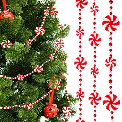 10 Feet Christmas Candy Garland Peppermint Candy Garland Christmas Decorations Fake Crystal Candy Decor Christmas Tree Garland for Xmas Home Christmas Home Decoration (Classic Style) Peppermint Christmas Decorations, 8ft Christmas Tree, Candy Garland, Christmas Bead Garland, Candy Decor, Christmas Wedding Decorations, Crystal Candy, Holiday Favors, Decor Christmas Tree