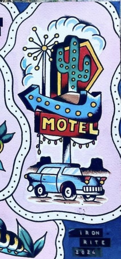 Motel Sign Tattoo, Motel Sign, Sign Tattoo, Texas, Tattoos