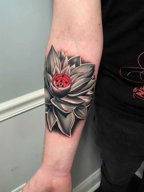 Anime Floral Tattoo, Infinite Tsukuyomi Tattoo, Anime Flower Tattoo Ideas, Tsukuyomi Tattoo, Flower Infinity Tattoo Design, Infinite Tsukuyomi Wallpaper, Infinite Tsukuyomi, Anime Tattoos, Leaf Tattoos