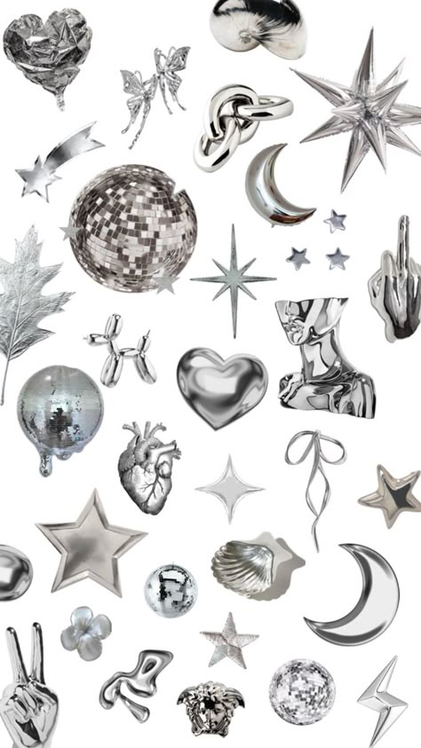 Silver collage Y2k Collage, Frames Design Graphic, Y2k Stickers, Circle Collage, Art Assignments, Custom Ipad, 3d Stickers, Easy Diy Art, Star Stickers