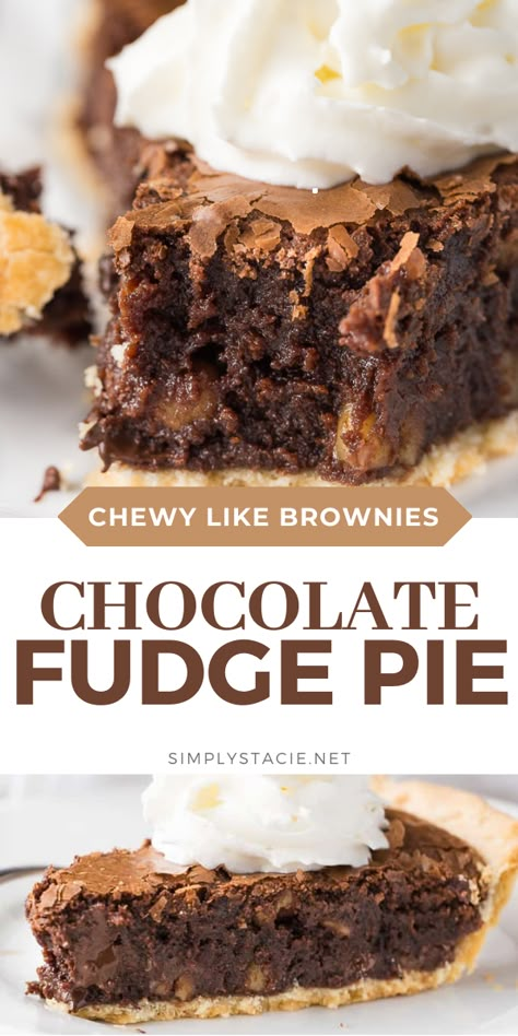 Fudgy Chocolate Brownie Pie, Chocolate Fudge Brownie Pie, Brownie Pie Recipe Easy, Fudge Pie Recipe With Cocoa, Chocolate Brownie Pie Recipe, Chocolate Fudge Pie Recipe, Filling Desserts, Chocolate Brownie Pie, Fudge Cake Filling