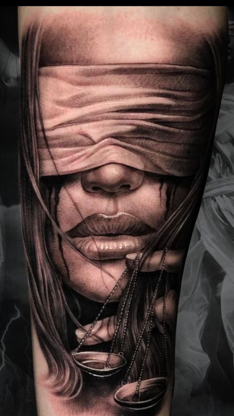 Justice Tattoo, Mujeres Tattoo, Face Tattoos For Women, Chicano Tattoos Sleeve, Libra Tattoo, Realistic Tattoo Sleeve, Girl Face Tattoo, Sak Yant, Cool Forearm Tattoos