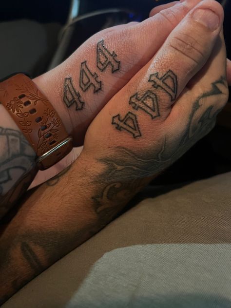 444 Hand Tattoo Ideas, 444 Matching Tattoo Couples, 444 Tattoo On Hand, 555 Hand Tattoo, Matching Thumb Tattoos, 444 Meaning Tattoo Couples, Roman Numeral Tattoo Couple, 444 Tattoo Hand, Matching Hand Tattoos Couples