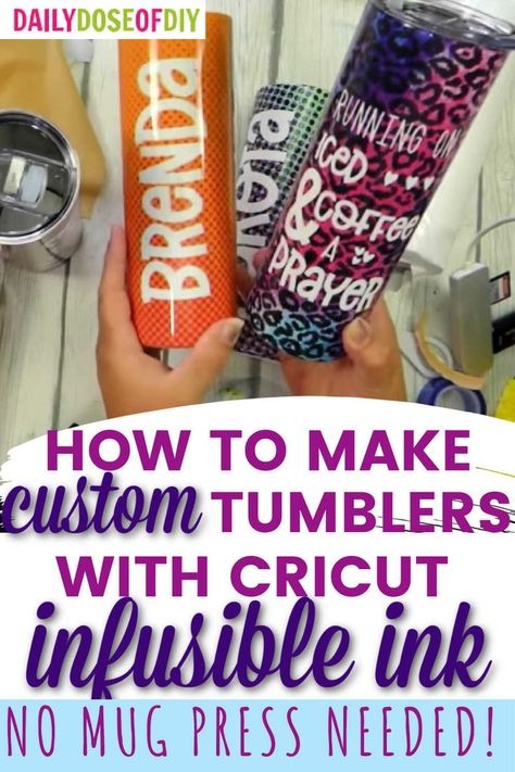 Infusible ink is here to change the tumbler game! If you want to learn how to make custom tumblers without a mug press then this is the tutorial for you. Diy Sublimation Tumbler, Custom Tumbler Ideas, Organizing A Craft Room, Tumbler Cups Ideas, Ink Tumblers, Diy Vinyl Projects, Cricut Projects Easy, Cricut Explore Air Projects, Vinyle Cricut