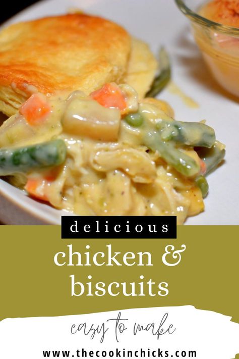 Creamy Chicken Over Biscuits, Chicken And Biscuits Stove Top, Easy Chicken And Biscuits Recipe, Creamed Chicken Over Biscuits, Delicious Chicken Dinners, Chicke Recipes, Leftover Chicken Recipes, Chicken And Biscuits, Dinner On A Budget