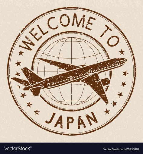 Travel Stamps, Japan Stamp, Apple Laptop Stickers, Airplane Drawing, طابع بريدي, Japan Illustration, T Shirt Logo Design, Travel Stamp, Planner Stamps