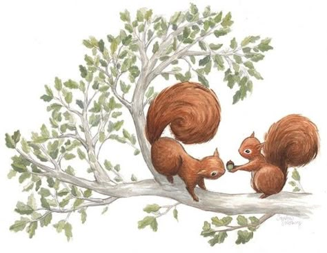 Squirrel Illustration, Squirrel Art, Animal Cute, Arte Animal, Woodland Creatures, Pics Art, Squirrels, Animal Illustration, Cute Illustration