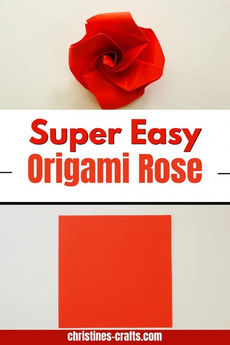 Red Origami Rose Small Paper Flowers Diy Easy, Easy Origami Rose, Small Origami, Folded Paper Flowers, Simple Paper Flower, Easy Origami Flower, Paper Projects Diy, Paper Roses Diy, Rose Crafts