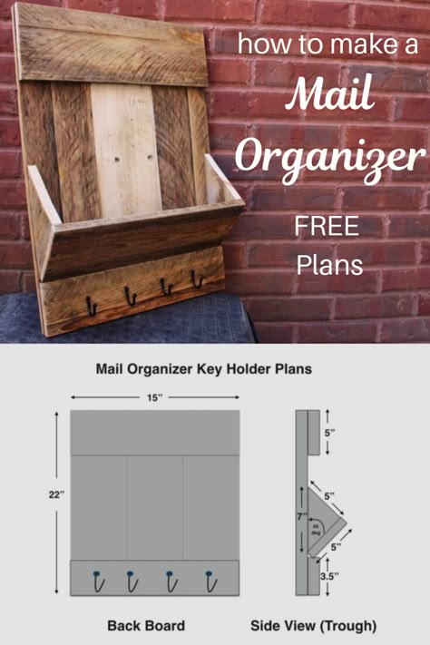 Rustic Mail Organizer, Pallet Mail Organizer, Diy Key And Mail Holder, Pallet Wood Key Holder, Pallet Key Holder, Mail And Key Holder Entryway, Farmhouse Mail Organizer, Pallet Key Holder Diy, Diy Mail And Key Holder