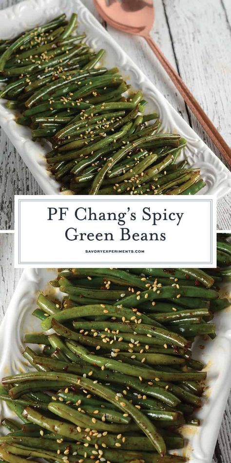 Best Green Bean Recipe, Spicy Green Bean Recipes, Good Green Bean Recipe, Green Bean Recipe, Spicy Green Beans, Pf Chang, Asian Side Dishes, Bean Recipe, Pf Changs