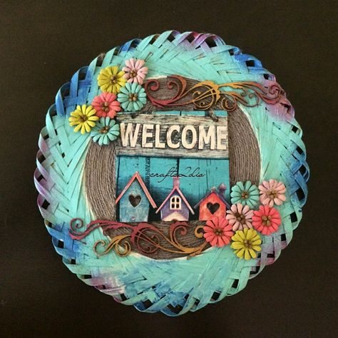 Welcome board #decoupage #crafts2dio #madewithitsybitsy #chalkpaints Reverse Decoupage, Hindi Rhymes, Kitty Crafts, Hanging Crafts, Pinterest Room, Name Plate Design, Welcome Board, Hello Kitty Crafts, Buddha Art Painting