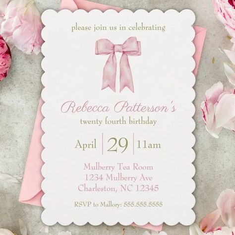 Coquette Pink Watercolor Bow Feminine Bday Party Invitation | Zazzle#Elegant #DIYWeddingInv #UniqueInvitations #WeddingInspo
#WeddingIdeas Invitation Card For Birthday Party, Birthday Invation Card Aesthetic, Cute Invitation Ideas Birthday, Birthday Invitations Coquette, Invite Birthday Card, Coquette Invitation Card, Birthday Bow Theme, Coquette Birthday Cards, Aesthetic Party Invitations