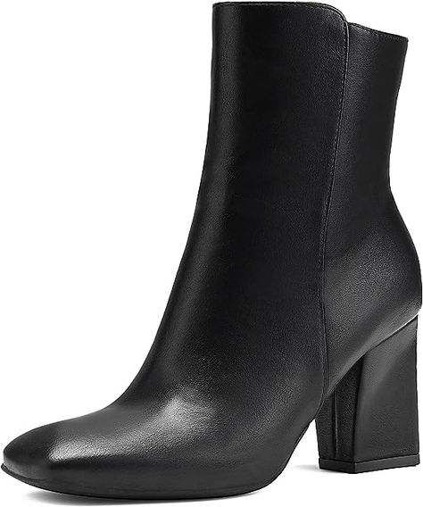 Amazon.com | mysoft Women's Square Toe Boots | Ankle & Bootie Womens Square Toe Boots, Fall Clothing Essentials, Staple Shoes, Short Booties, Simple Fall Outfits, Boots Square Toe, Chic Fall Outfits, Square Toe Boots, Fall Capsule Wardrobe