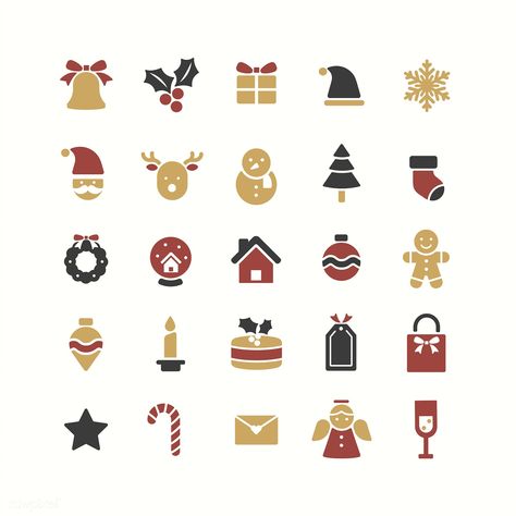 Christmas holiday symbols vector set | free image by rawpixel.com Bujo Christmas, Christmas Merch, Sewing Beginners, Christmas Symbols, App Ikon, Sewing Logo, Holiday Symbols, Xmas Sticker, December Christmas