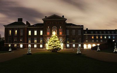 Kensington Palace- Christmas Trees and Lights on the East front entrance Moodboard Ideas, Royal Residence, London Christmas, The Royal Collection, Kensington Palace, Front Entrance, Front Entrances, Royal Palace, Queen Victoria