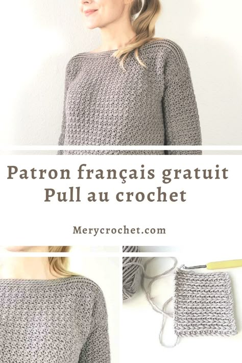 patron gratuit pull au crochet pour femmes facile et chic Blouse Au Crochet, Crochet Pullover, Chic Crochet, Gilet Crochet, Crochet Baby Sweater, Confection Au Crochet, Crochet Jumper, Crochet Sweater Pattern Free, Crochet Rug Patterns