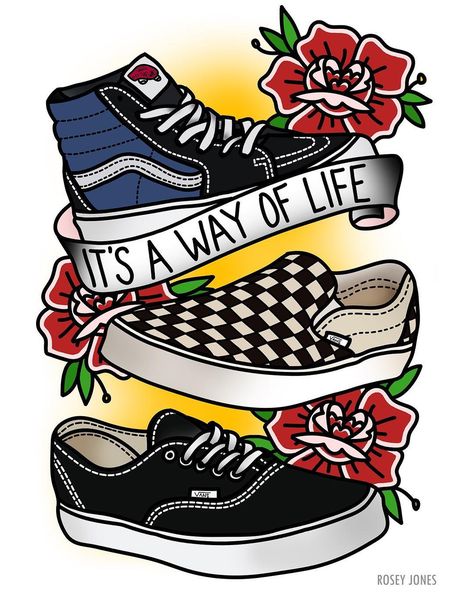 Vans Drawing, Vans Tattoo, Paramore Tattoo, Van Drawing, Underarm Tattoo, Reggae Art, Shoe Tattoos, Ankle Tattoos For Women, Tattoo Ideas Easy